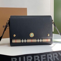 Premio Repliche Borsa a tracolla Burberry Vintage Check Note Nera Imitazione Outlet Online