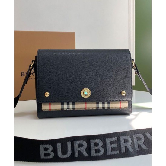 Premio Repliche Borsa a tracolla Burberry Vintage Check Note Nera Imitazione Outlet Online