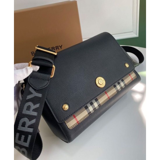 Premio Repliche Borsa a tracolla Burberry Vintage Check Note Nera Imitazione Outlet Online