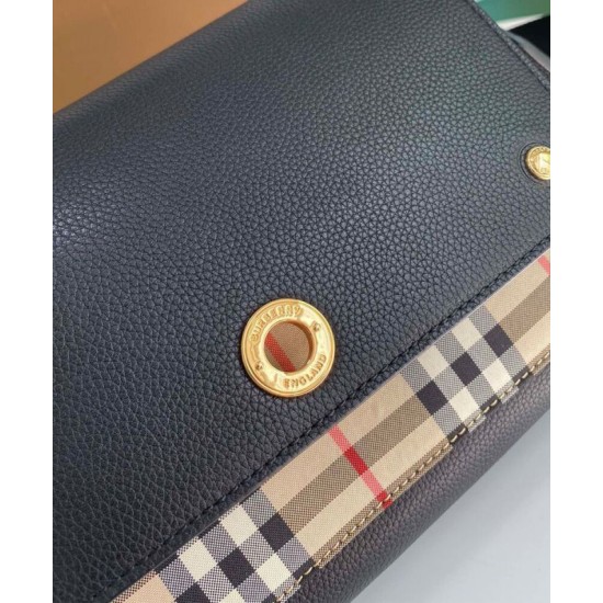 Premio Repliche Borsa a tracolla Burberry Vintage Check Note Nera Imitazione Outlet Online