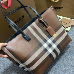 Premio Repliche Borsa tote a quadri Burberry caffè scuro Imitazione Outlet Online