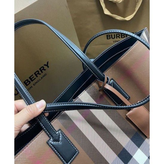 Premio Repliche Borsa tote a quadri Burberry caffè scuro Imitazione Outlet Online