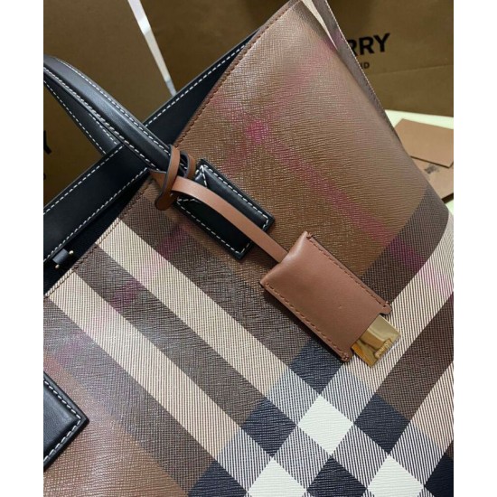 Premio Repliche Borsa tote a quadri Burberry caffè scuro Imitazione Outlet Online