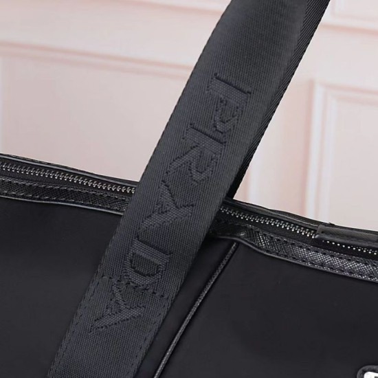Premio Replica Borsa tote Prada Re-Nylon con finiture in pelle nera Imitazione Outlet Italia