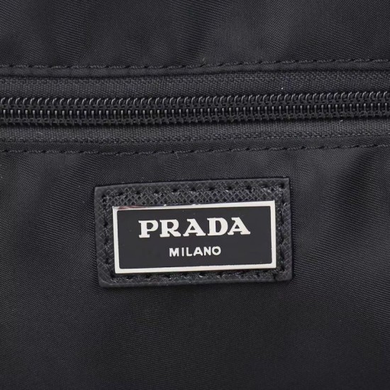 Premio Replica Borsa tote Prada Re-Nylon con finiture in pelle nera Imitazione Outlet Italia