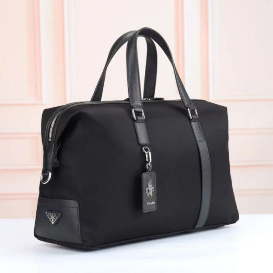 Premio Replica Borsa da viaggio Prada Re-Nylon Saffiano nera Imitazione Outlet Italia