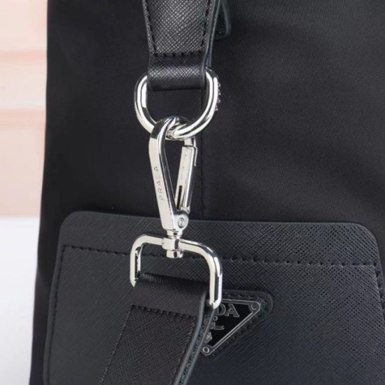 Premio Replica Borsa da viaggio Prada Re-Nylon Saffiano nera Imitazione Outlet Italia