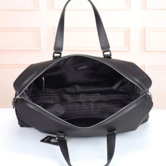 Premio Replica Borsa da viaggio Prada Re-Nylon Saffiano nera Imitazione Outlet Italia