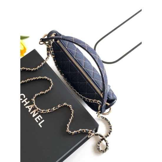 Premio Replica Chanel 26P Clutch con catena AP5094 denim blu scuro Imitazione Outlet Italia