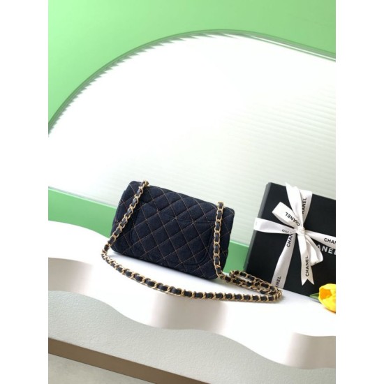 Premio Replica Borsa Chanel Mini Rectangular Classic Flap AS1116 denim blu scuro Imitazione Outlet Italia
