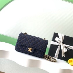 Premio Replica Borsa Chanel Mini Rectangular Classic Flap AS1116 denim blu scuro Imitazione Outlet Italia