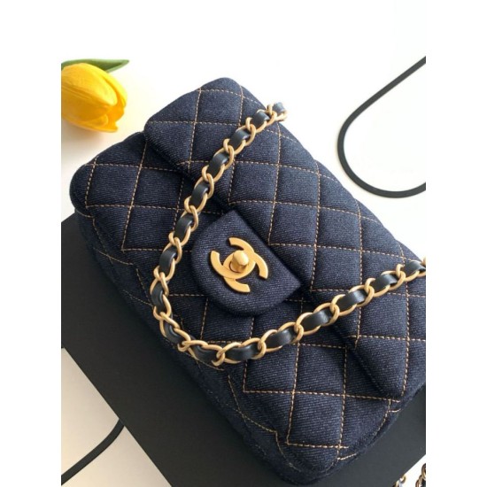 Premio Replica Borsa Chanel Mini Rectangular Classic Flap AS1116 denim blu scuro Imitazione Outlet Italia