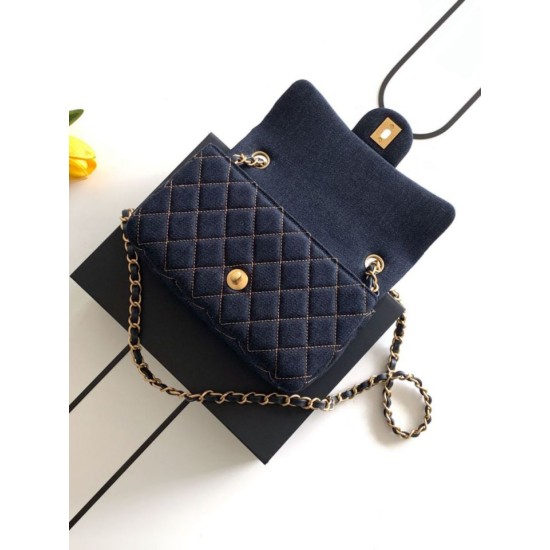 Premio Replica Borsa Chanel Mini Rectangular Classic Flap AS1116 denim blu scuro Imitazione Outlet Italia