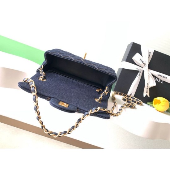 Premio Replica Borsa Chanel Mini Rectangular Classic Flap AS1116 denim blu scuro Imitazione Outlet Italia