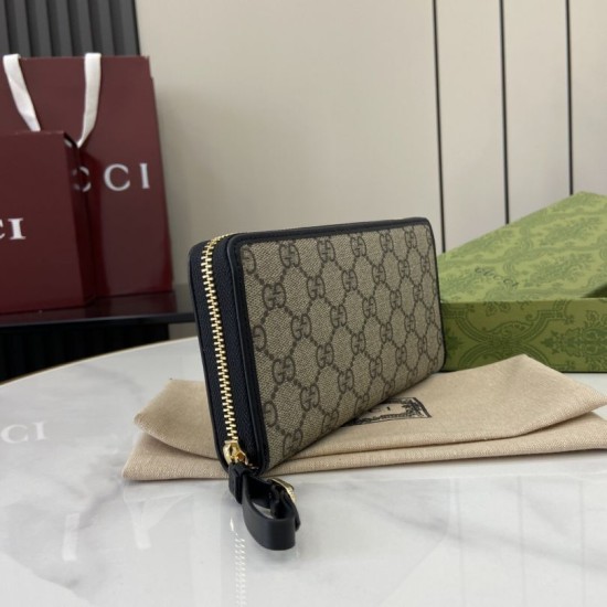 Premio Replica Portafoglio Gucci GG Emblem Zip Around 821803/819122 Nero Imitazione Outlet Italia