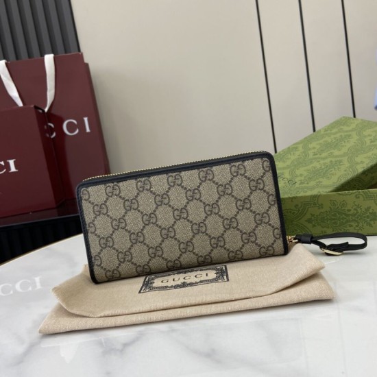 Premio Replica Portafoglio Gucci GG Emblem Zip Around 821803/819122 Nero Imitazione Outlet Italia