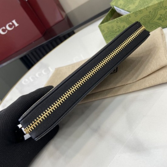 Premio Replica Portafoglio Gucci GG Emblem Zip Around 821803/819122 Nero Imitazione Outlet Italia