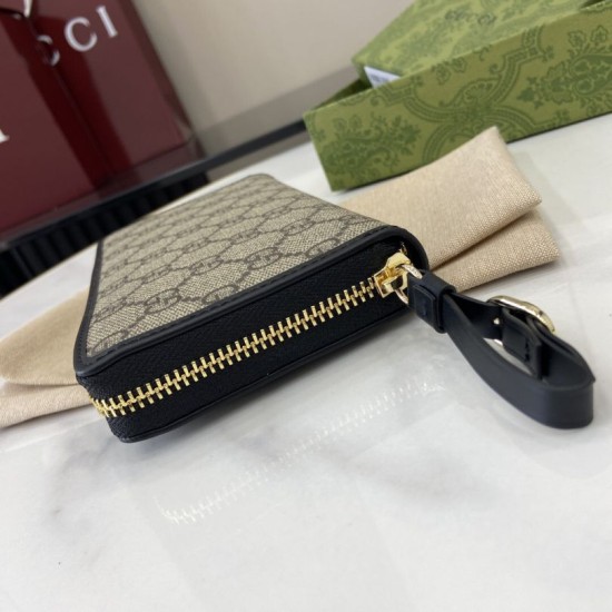 Premio Replica Portafoglio Gucci GG Emblem Zip Around 821803/819122 Nero Imitazione Outlet Italia