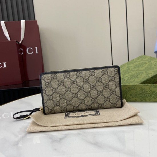 Premio Replica Portafoglio Gucci GG Emblem Zip Around 821803/819122 Nero Imitazione Outlet Italia