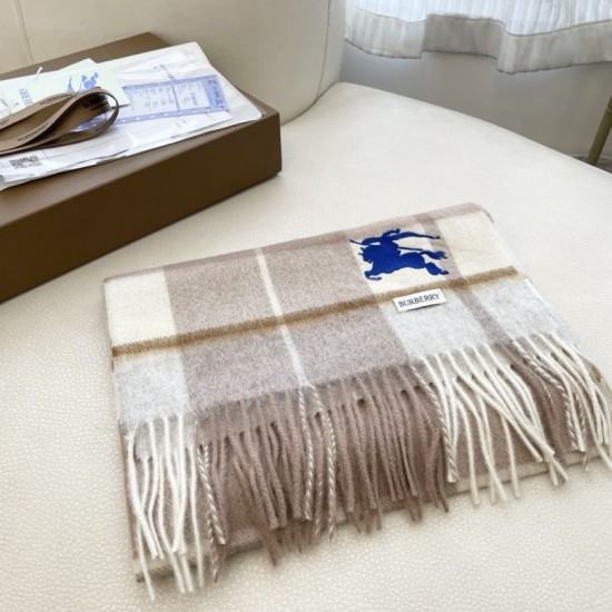Premio Replica Sciarpa Cashmere Burberry Equestrian Knight Check 32 x 180 beige Imitazione Outlet Italia