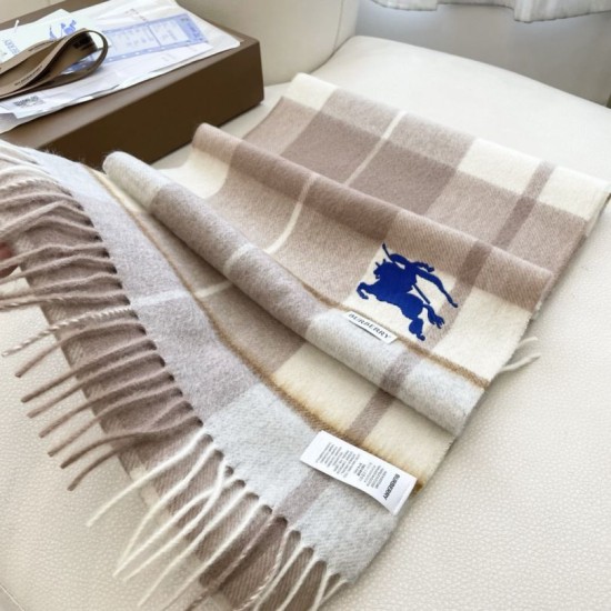 Premio Replica Sciarpa Cashmere Burberry Equestrian Knight Check 32 x 180 beige Imitazione Outlet Italia