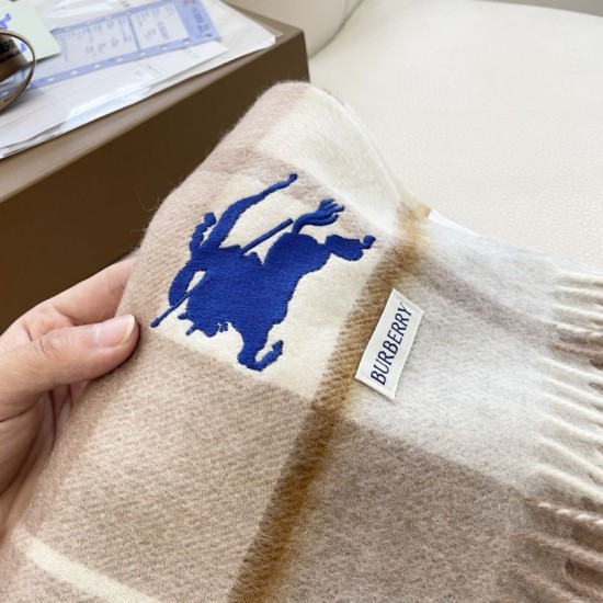 Premio Replica Sciarpa Cashmere Burberry Equestrian Knight Check 32 x 180 beige Imitazione Outlet Italia