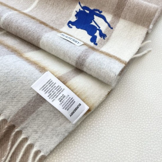 Premio Replica Sciarpa Cashmere Burberry Equestrian Knight Check 32 x 180 beige Imitazione Outlet Italia