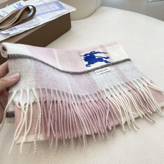 Premio Replica Sciarpa Cashmere Burberry Equestrian Knight Check 32 x 180 Rosa Imitazione Outlet Italia
