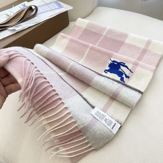 Premio Replica Sciarpa Cashmere Burberry Equestrian Knight Check 32 x 180 Rosa Imitazione Outlet Italia