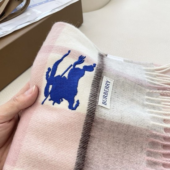 Premio Replica Sciarpa Cashmere Burberry Equestrian Knight Check 32 x 180 Rosa Imitazione Outlet Italia