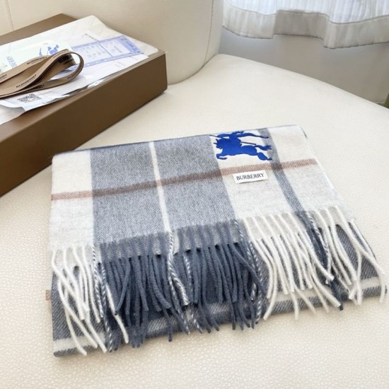 Premio Replica Sciarpa Cashmere Burberry Equestrian Knight Check 32 x 180 Grigio Imitazione Outlet Italia