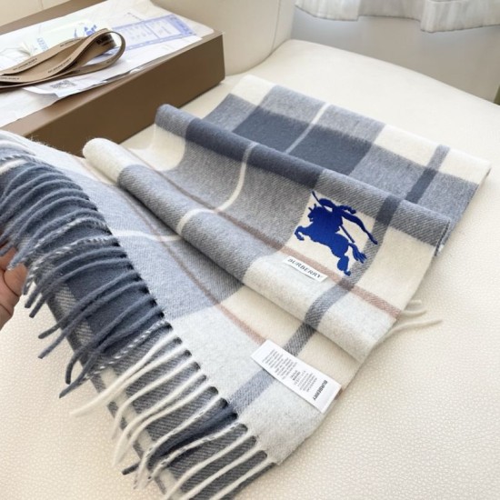 Premio Replica Sciarpa Cashmere Burberry Equestrian Knight Check 32 x 180 Grigio Imitazione Outlet Italia