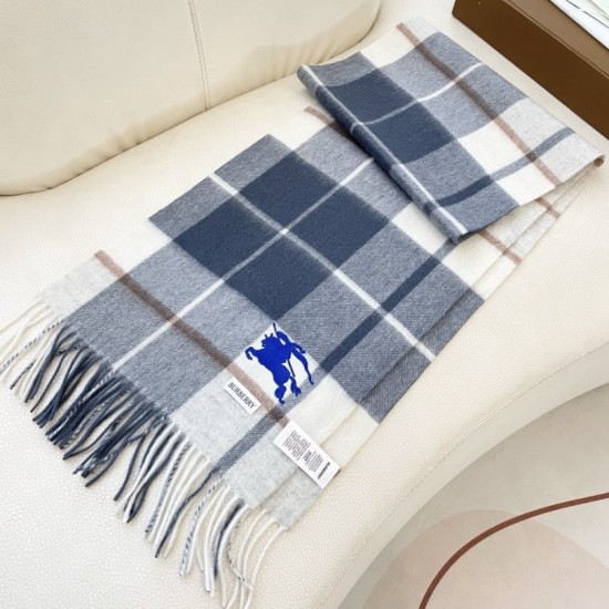 Premio Replica Sciarpa Cashmere Burberry Equestrian Knight Check 32 x 180 Grigio Imitazione Outlet Italia