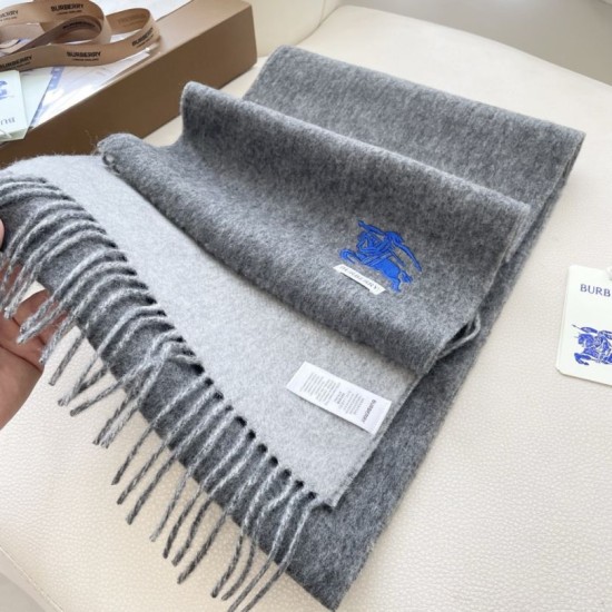Premio Replica Sciarpa reversibile cashmere classico Burberry 32 x 180 Grigio Imitazione Outlet Italia