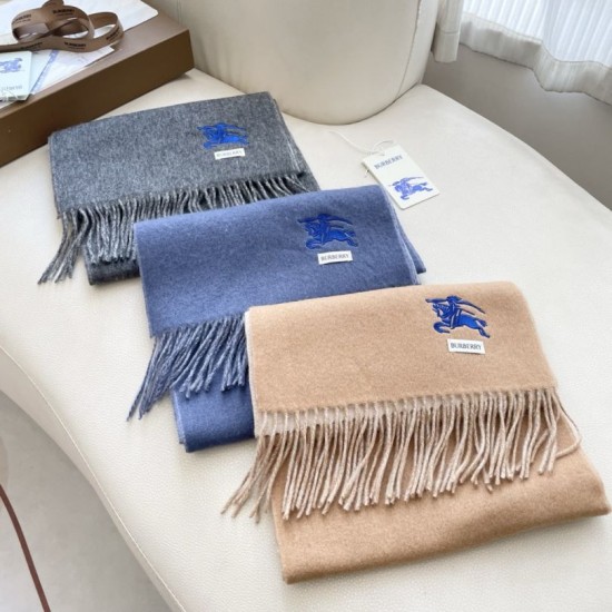 Premio Replica Sciarpa reversibile cashmere classico Burberry 32 x 180 blu/grigio Imitazione Outlet Italia