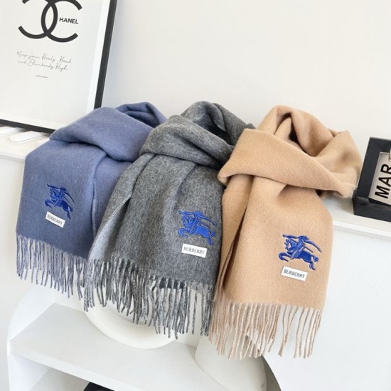 Premio Replica Sciarpa reversibile cashmere classico Burberry 32 x 180 blu/grigio Imitazione Outlet Italia