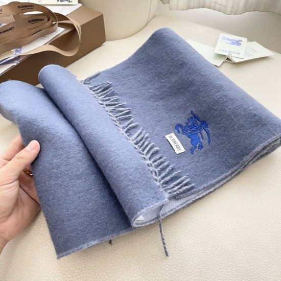 Premio Replica Sciarpa reversibile cashmere classico Burberry 32 x 180 blu/grigio Imitazione Outlet Italia
