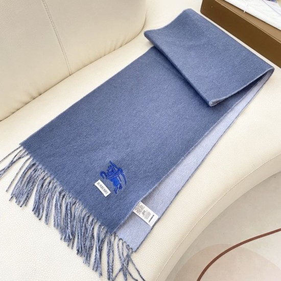 Premio Replica Sciarpa reversibile cashmere classico Burberry 32 x 180 blu/grigio Imitazione Outlet Italia