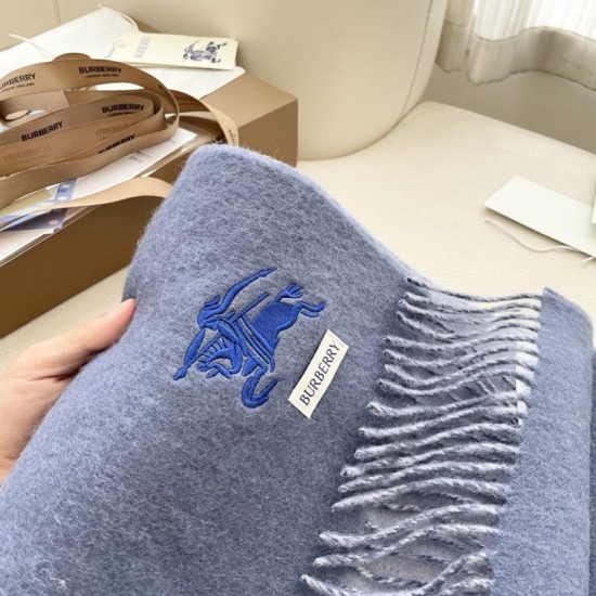 Premio Replica Sciarpa reversibile cashmere classico Burberry 32 x 180 blu/grigio Imitazione Outlet Italia