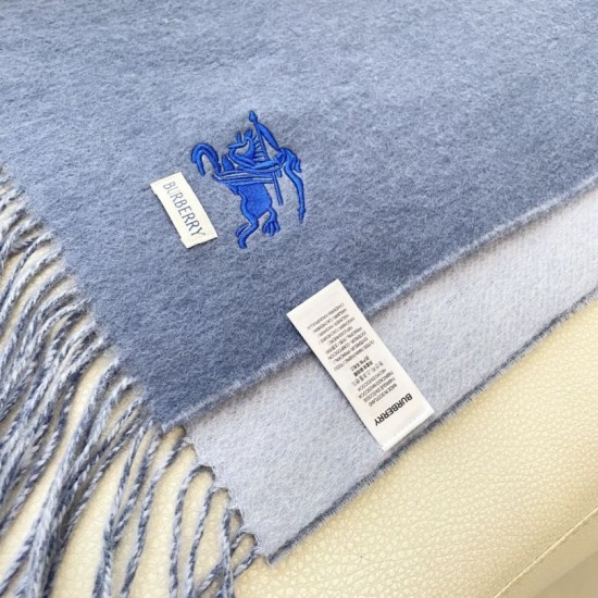 Premio Replica Sciarpa reversibile cashmere classico Burberry 32 x 180 blu/grigio Imitazione Outlet Italia