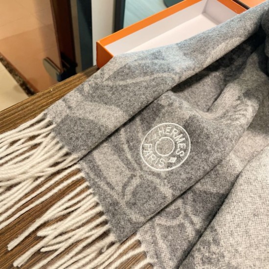 Premio Replica Sciarpa Hermès in stile Brides de Gala Désored  32 x 180 Grigio Imitazione Outlet Italia