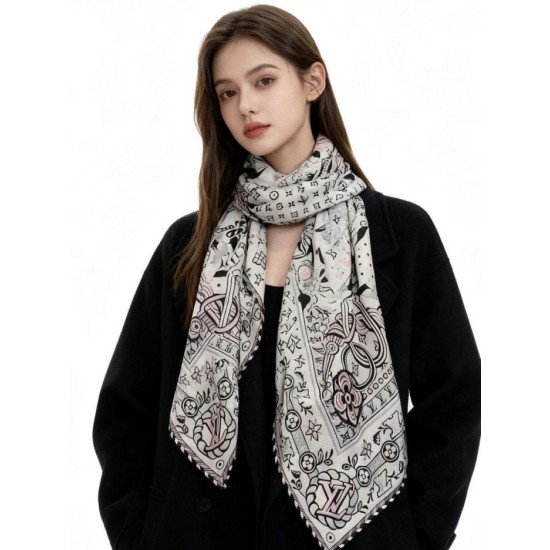Premio Replica sciarpe reversibile LV velluto multicolore monogramma LV™ 140 Rosa Imitazione Outlet Italia