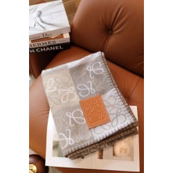 Premio Replica Coperta cashmere a quadri Loewe Anagram Beige 135 x 170 Imitazione Outlet Italia