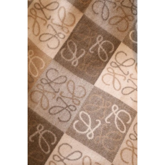 Premio Replica Coperta cashmere a quadri Loewe Anagram Beige 135 x 170 Imitazione Outlet Italia
