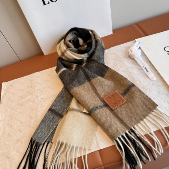 Premio Replica Sciarpa Loewe double-face cashmere con motivo a scacchi 30 x 180 Imitazione Outlet Italia