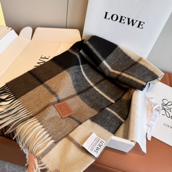 Premio Replica Sciarpa Loewe double-face cashmere con motivo a scacchi 30 x 180 Imitazione Outlet Italia