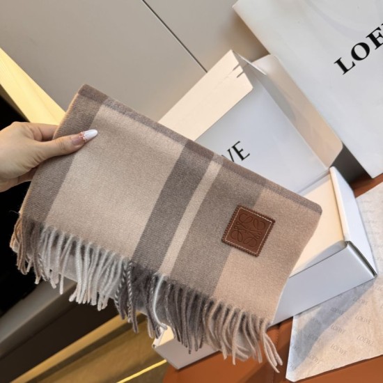 Premio Replica Sciarpa Loewe double-face cashmere con motivo a scacchi 30 x 180 Marrone Imitazione Outlet Italia