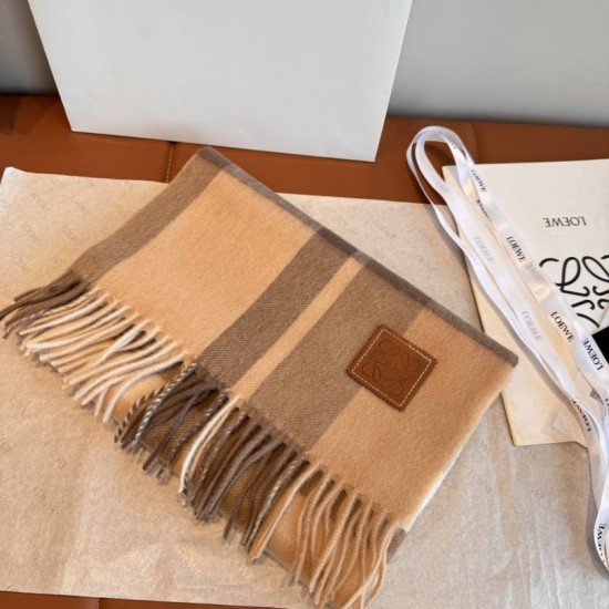 Premio Replica Sciarpa Loewe double-face cashmere con motivo a scacchi 30 x 180 Marrone Imitazione Outlet Italia