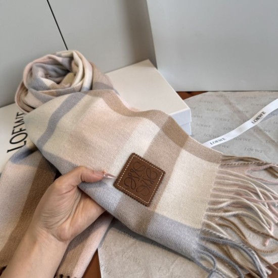 Premio Replica Sciarpa Loewe double-face cashmere con motivo a scacchi 30 x 180 Rosa Imitazione Outlet Italia