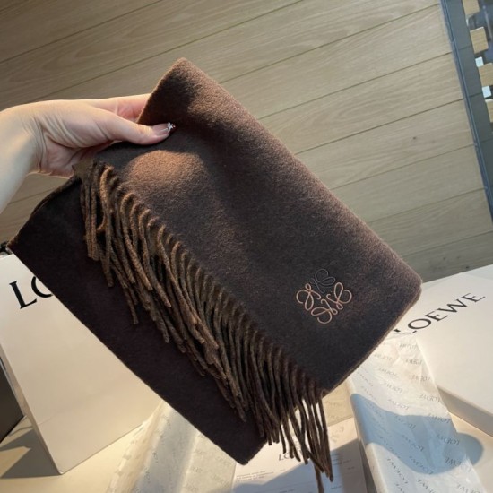 Premio Replica Sciarpa reversibile cashmere Loewe 30 x 180 Marrone Imitazione Outlet Italia